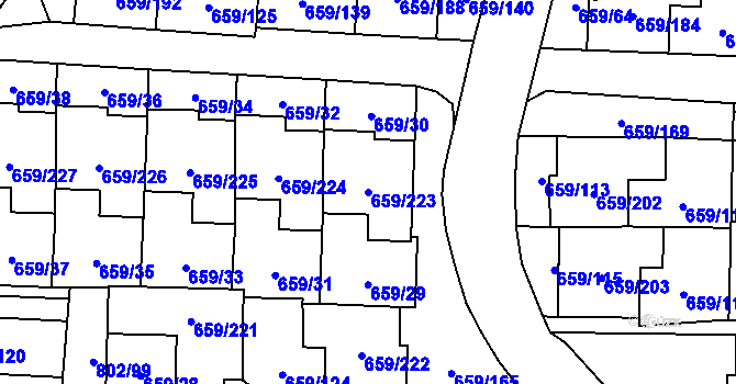 Parcela st. 659/223 v KÚ Svinov, Katastrální mapa