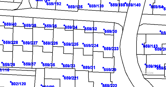 Parcela st. 659/224 v KÚ Svinov, Katastrální mapa