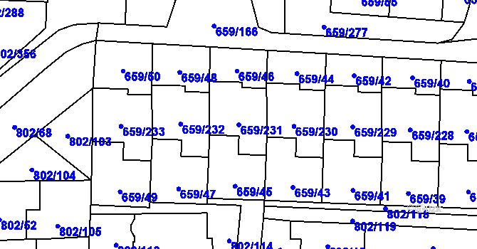 Parcela st. 659/231 v KÚ Svinov, Katastrální mapa