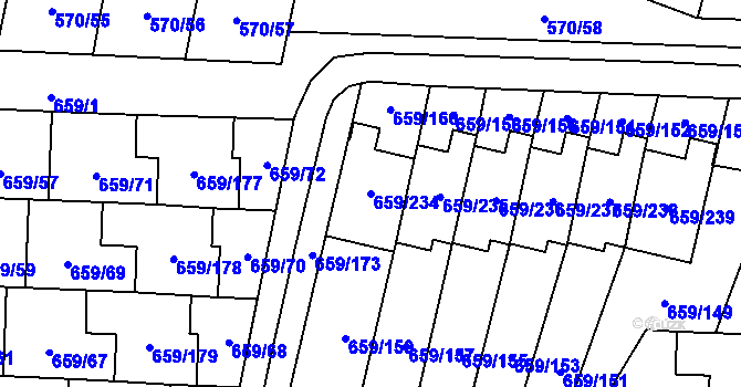 Parcela st. 659/234 v KÚ Svinov, Katastrální mapa