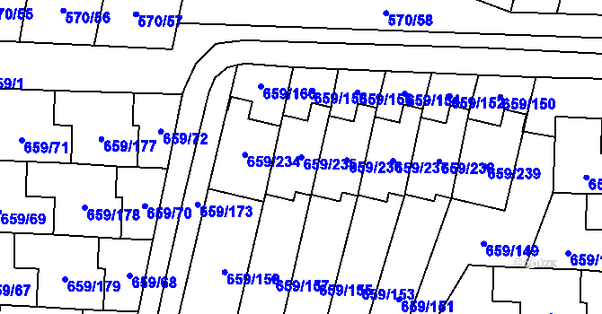 Parcela st. 659/235 v KÚ Svinov, Katastrální mapa