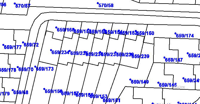 Parcela st. 659/237 v KÚ Svinov, Katastrální mapa