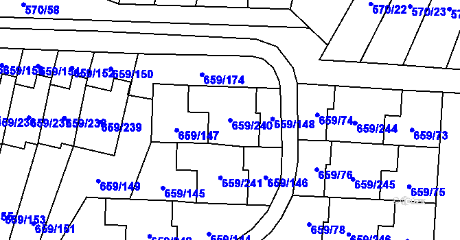Parcela st. 659/240 v KÚ Svinov, Katastrální mapa