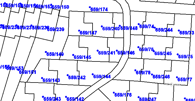 Parcela st. 659/241 v KÚ Svinov, Katastrální mapa