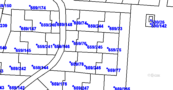 Parcela st. 659/245 v KÚ Svinov, Katastrální mapa