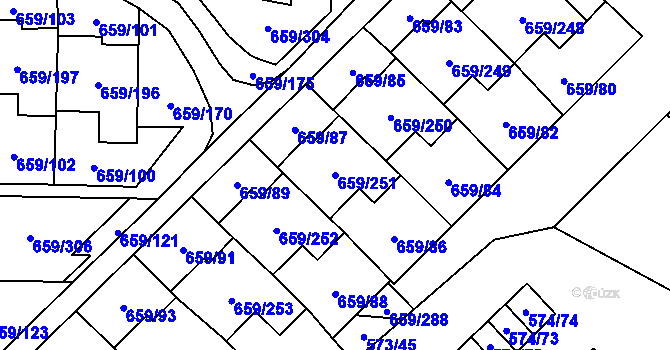 Parcela st. 659/251 v KÚ Svinov, Katastrální mapa