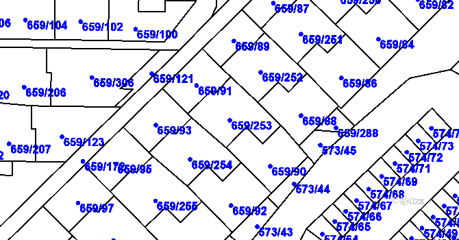 Parcela st. 659/253 v KÚ Svinov, Katastrální mapa