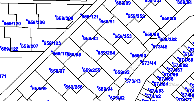 Parcela st. 659/254 v KÚ Svinov, Katastrální mapa