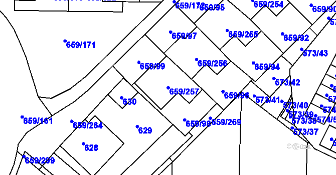 Parcela st. 659/257 v KÚ Svinov, Katastrální mapa