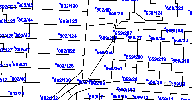 Parcela st. 659/260 v KÚ Svinov, Katastrální mapa