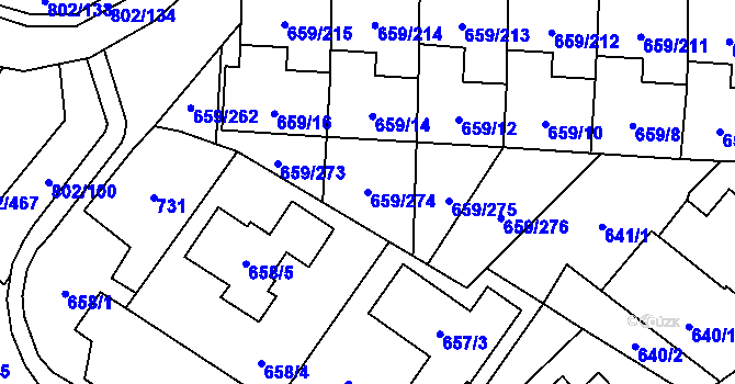 Parcela st. 659/274 v KÚ Svinov, Katastrální mapa