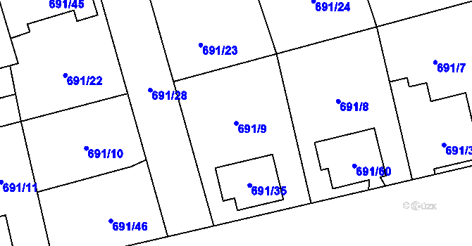 Parcela st. 691/9 v KÚ Svinov, Katastrální mapa