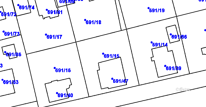 Parcela st. 691/15 v KÚ Svinov, Katastrální mapa