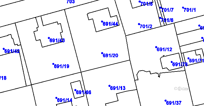 Parcela st. 691/20 v KÚ Svinov, Katastrální mapa