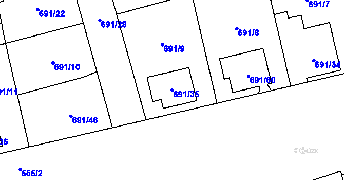 Parcela st. 691/35 v KÚ Svinov, Katastrální mapa