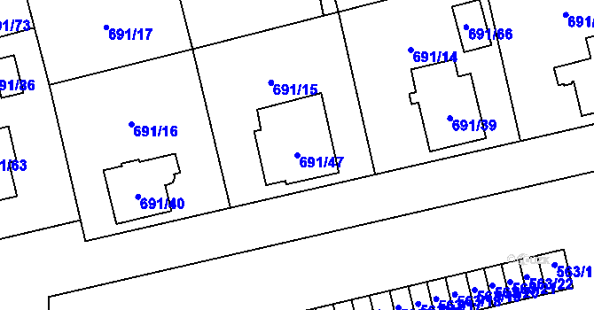 Parcela st. 691/47 v KÚ Svinov, Katastrální mapa