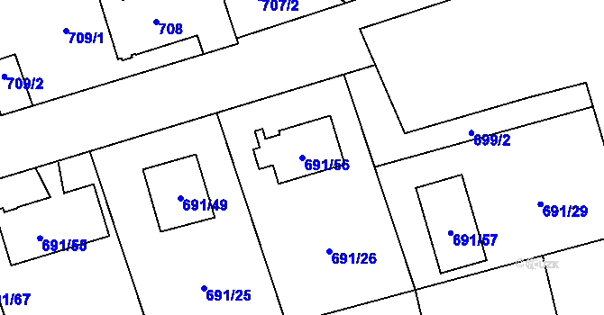 Parcela st. 691/56 v KÚ Svinov, Katastrální mapa