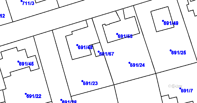 Parcela st. 691/67 v KÚ Svinov, Katastrální mapa