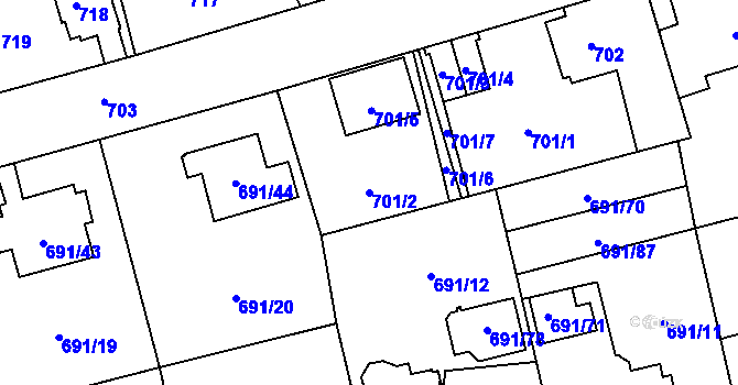 Parcela st. 701/2 v KÚ Svinov, Katastrální mapa