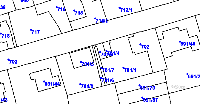 Parcela st. 701/3 v KÚ Svinov, Katastrální mapa