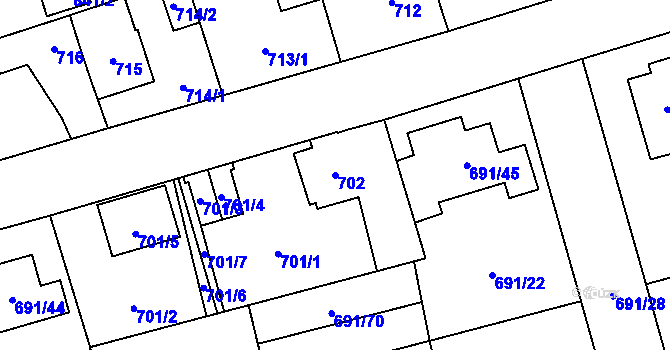 Parcela st. 702 v KÚ Svinov, Katastrální mapa