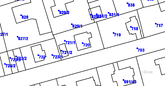 Parcela st. 720 v KÚ Svinov, Katastrální mapa