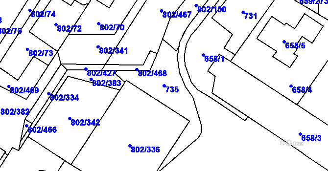 Parcela st. 735 v KÚ Svinov, Katastrální mapa