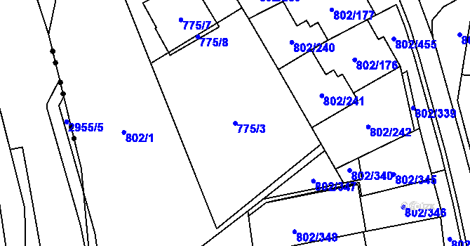 Parcela st. 775/3 v KÚ Svinov, Katastrální mapa