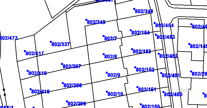 Parcela st. 802/8 v KÚ Svinov, Katastrální mapa