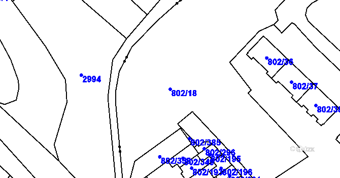 Parcela st. 802/18 v KÚ Svinov, Katastrální mapa