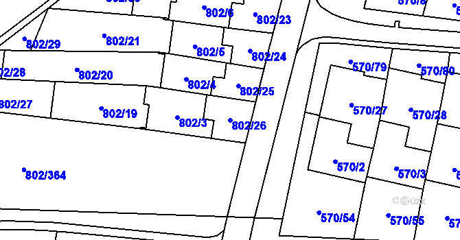 Parcela st. 802/26 v KÚ Svinov, Katastrální mapa