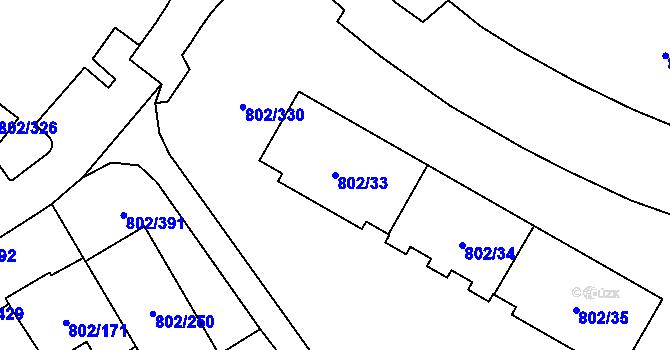 Parcela st. 802/33 v KÚ Svinov, Katastrální mapa