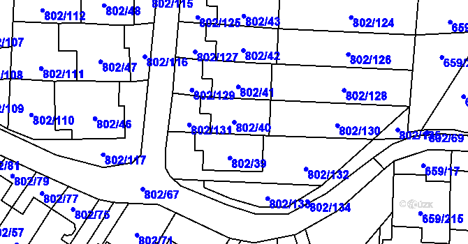 Parcela st. 802/40 v KÚ Svinov, Katastrální mapa