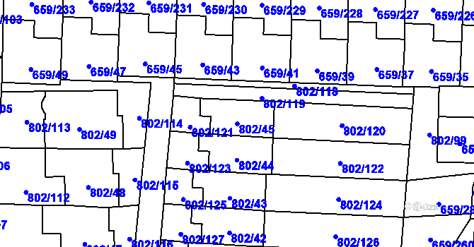 Parcela st. 802/45 v KÚ Svinov, Katastrální mapa