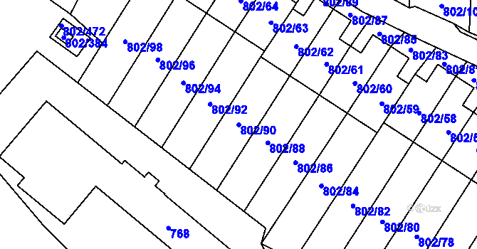 Parcela st. 802/90 v KÚ Svinov, Katastrální mapa