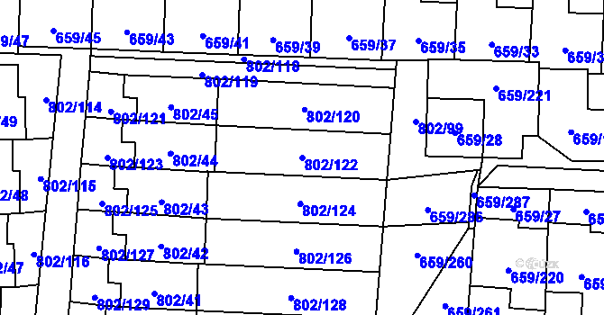 Parcela st. 802/122 v KÚ Svinov, Katastrální mapa