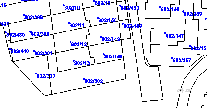 Parcela st. 802/148 v KÚ Svinov, Katastrální mapa