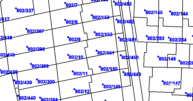 Parcela st. 802/151 v KÚ Svinov, Katastrální mapa