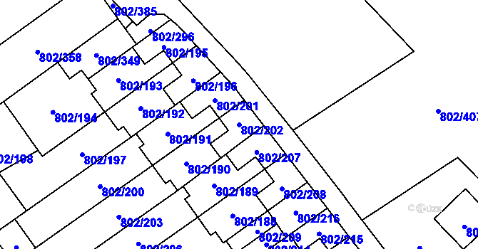 Parcela st. 802/202 v KÚ Svinov, Katastrální mapa