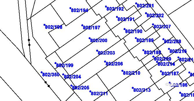 Parcela st. 802/203 v KÚ Svinov, Katastrální mapa