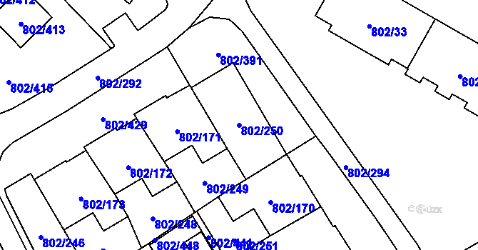 Parcela st. 802/250 v KÚ Svinov, Katastrální mapa