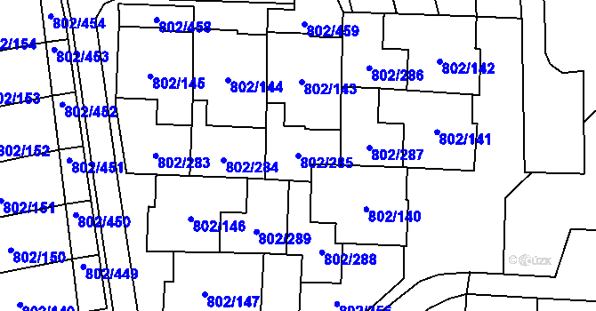 Parcela st. 802/285 v KÚ Svinov, Katastrální mapa