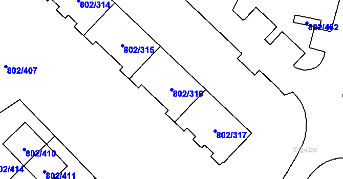 Parcela st. 802/316 v KÚ Svinov, Katastrální mapa