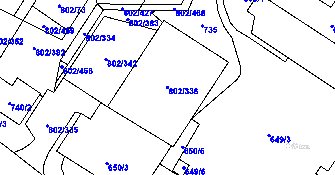 Parcela st. 802/336 v KÚ Svinov, Katastrální mapa