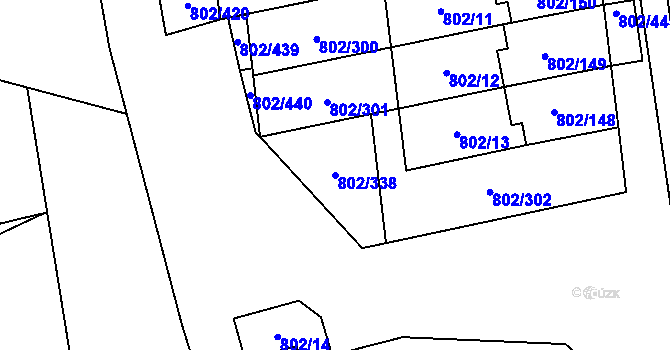 Parcela st. 802/338 v KÚ Svinov, Katastrální mapa