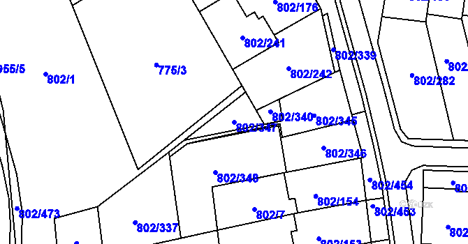 Parcela st. 802/347 v KÚ Svinov, Katastrální mapa