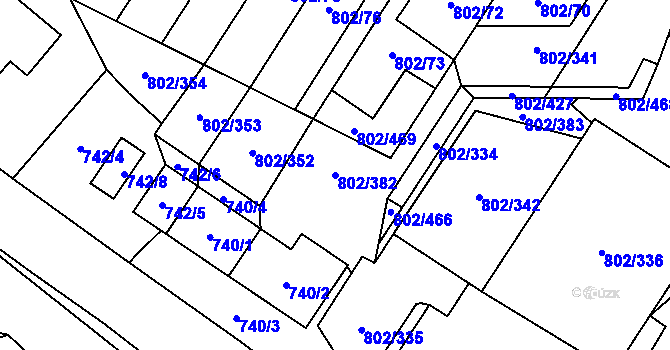 Parcela st. 802/382 v KÚ Svinov, Katastrální mapa