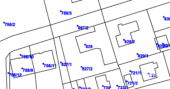 Parcela st. 828 v KÚ Svinov, Katastrální mapa