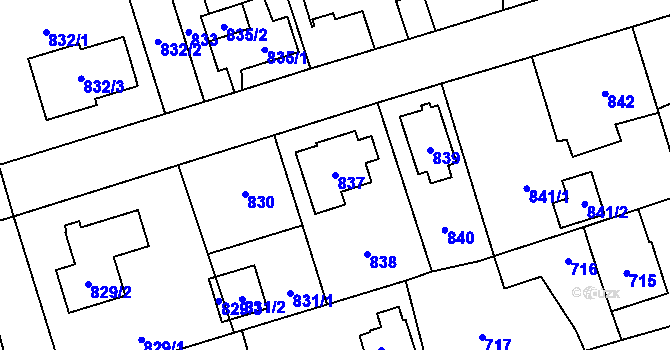 Parcela st. 837 v KÚ Svinov, Katastrální mapa