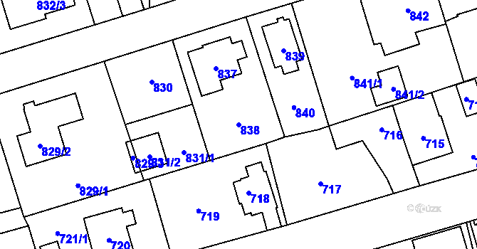 Parcela st. 838 v KÚ Svinov, Katastrální mapa